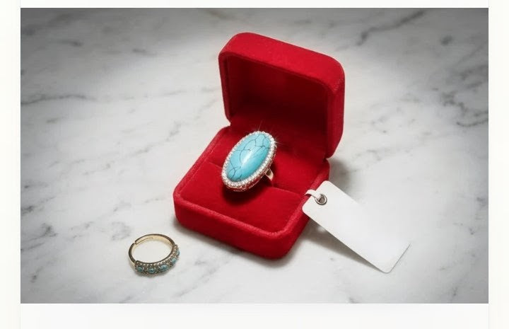 Turquoise Oval Crystal Statement Ring