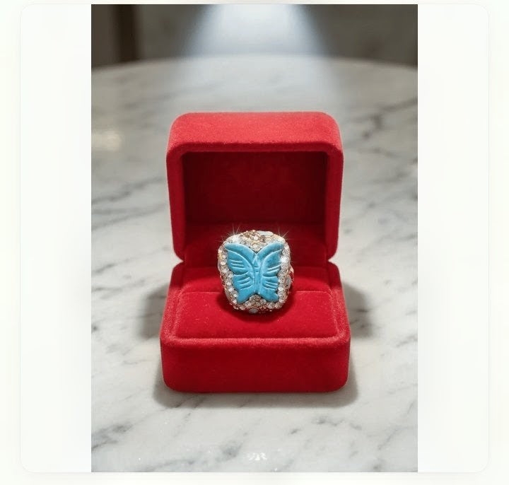 Butterfly Crystal Statement Ring